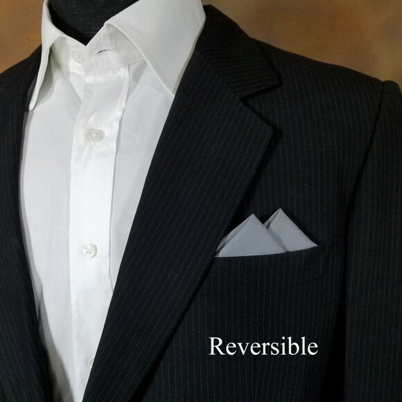 New - Battleship Grey Cotton Pre-Folded Pocket Square Handkerchief Insert - Picture 5 of 7